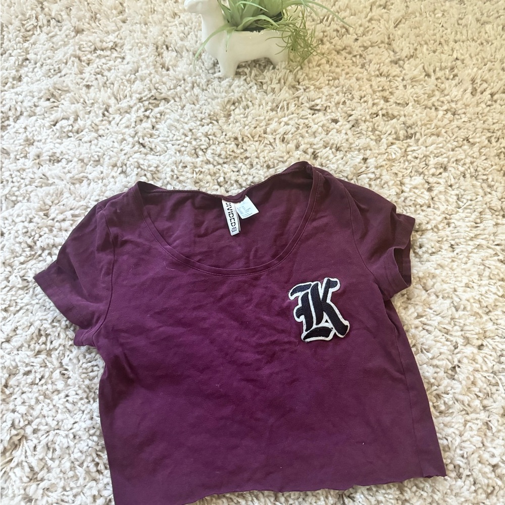 Graffiti purple H&M divided Streetwear St., Riz style women’s T-shirt cr…